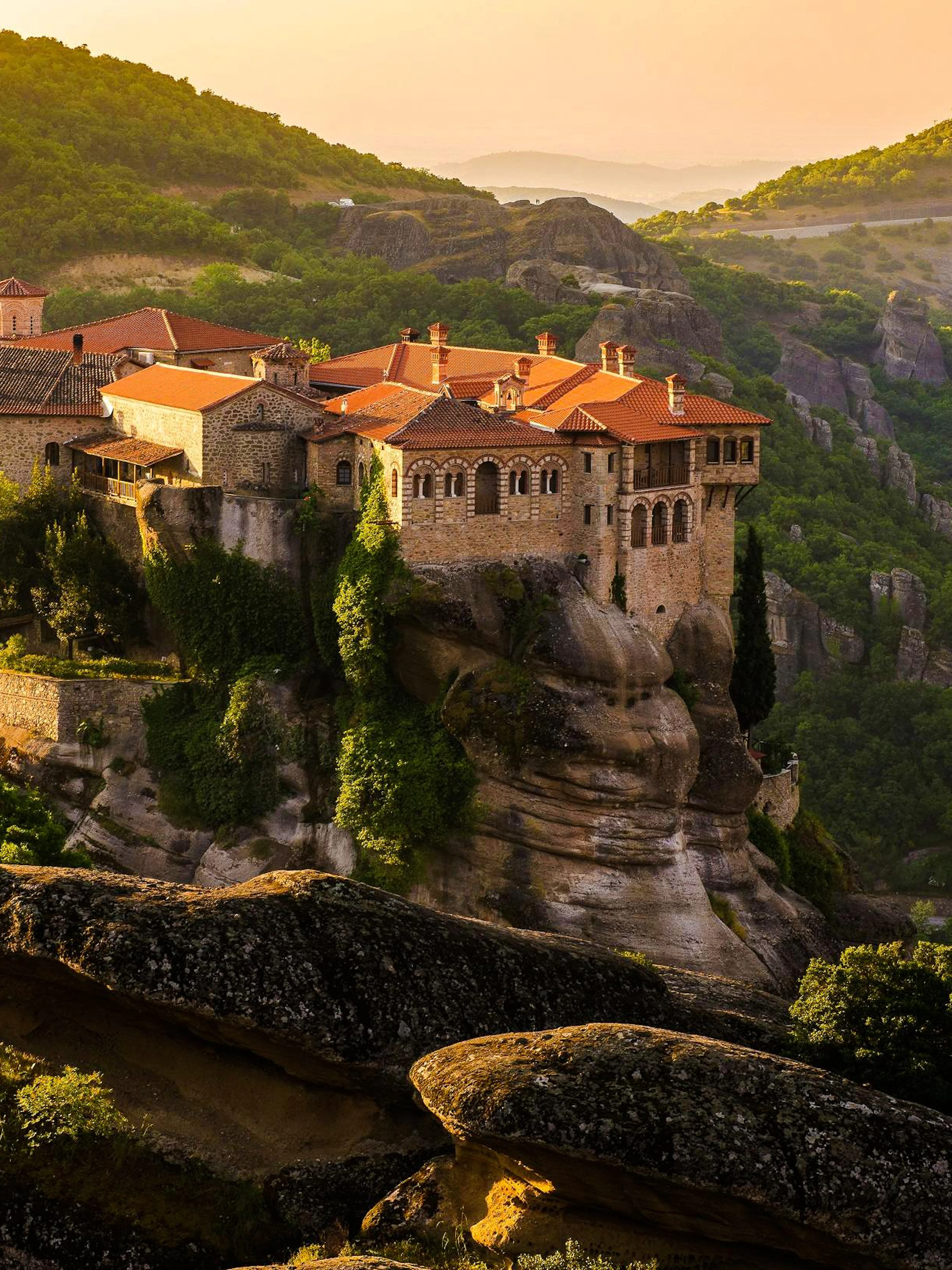 Monastery on rock formations in Meteora, Greece, during Delphi & Meteora Tour from Athens.