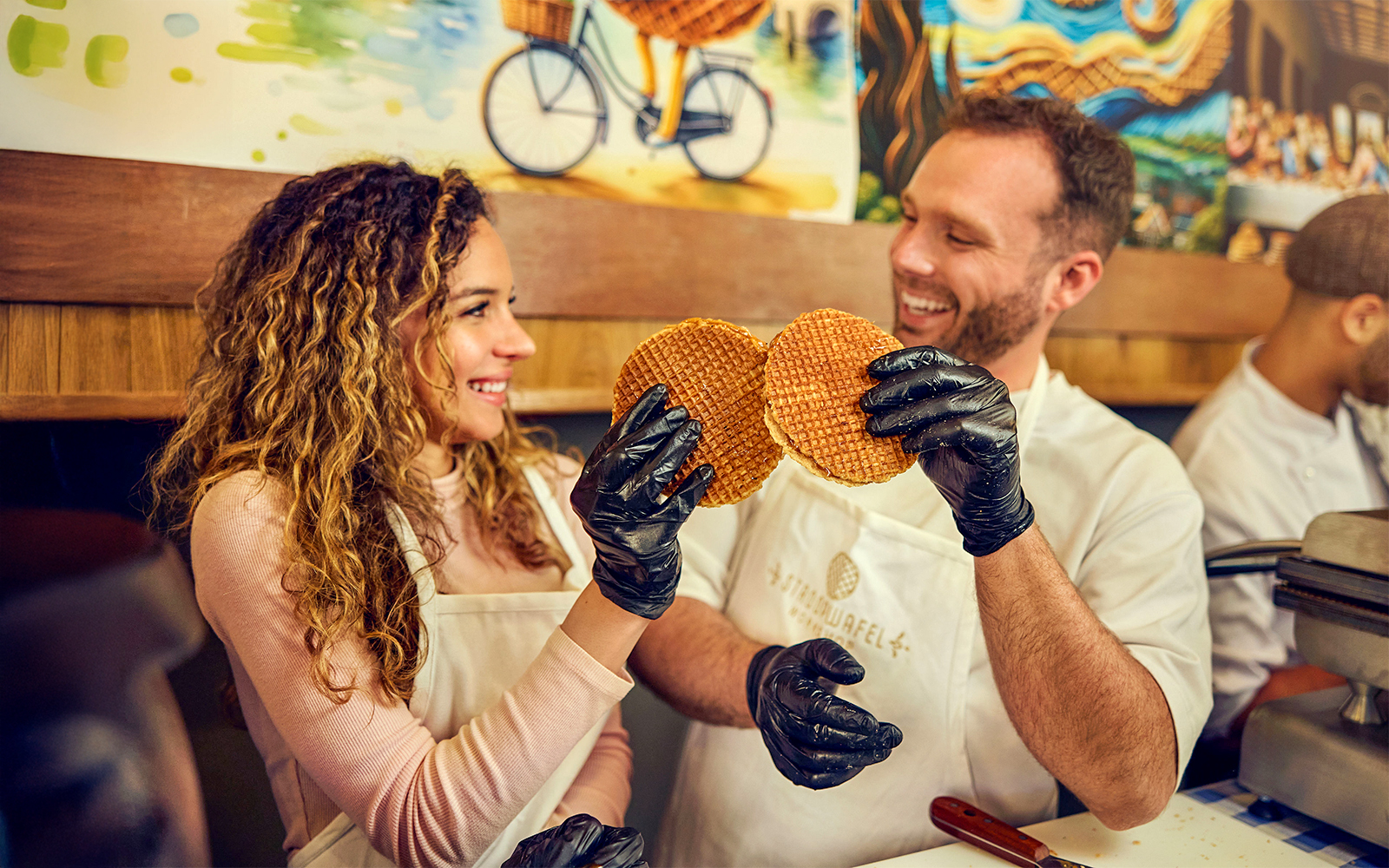 Guests enjoying Dutch syrup waffle making workshop.