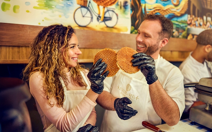 Guests enjoying Dutch syrup waffle making workshop.