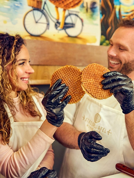 Guests enjoying Dutch syrup waffle making workshop.