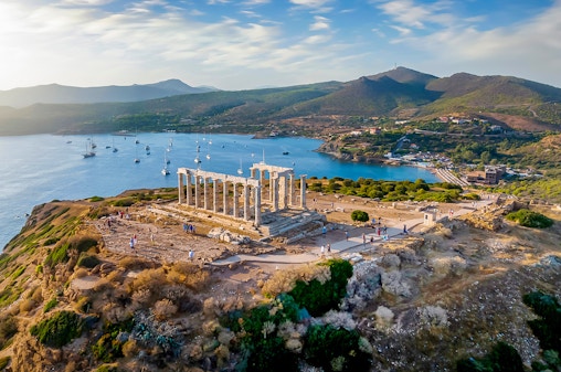 Depuis Athènes : Excursion d'une demi-journée au Temple de Poséidon et au Cap Sounion au coucher du soleil
