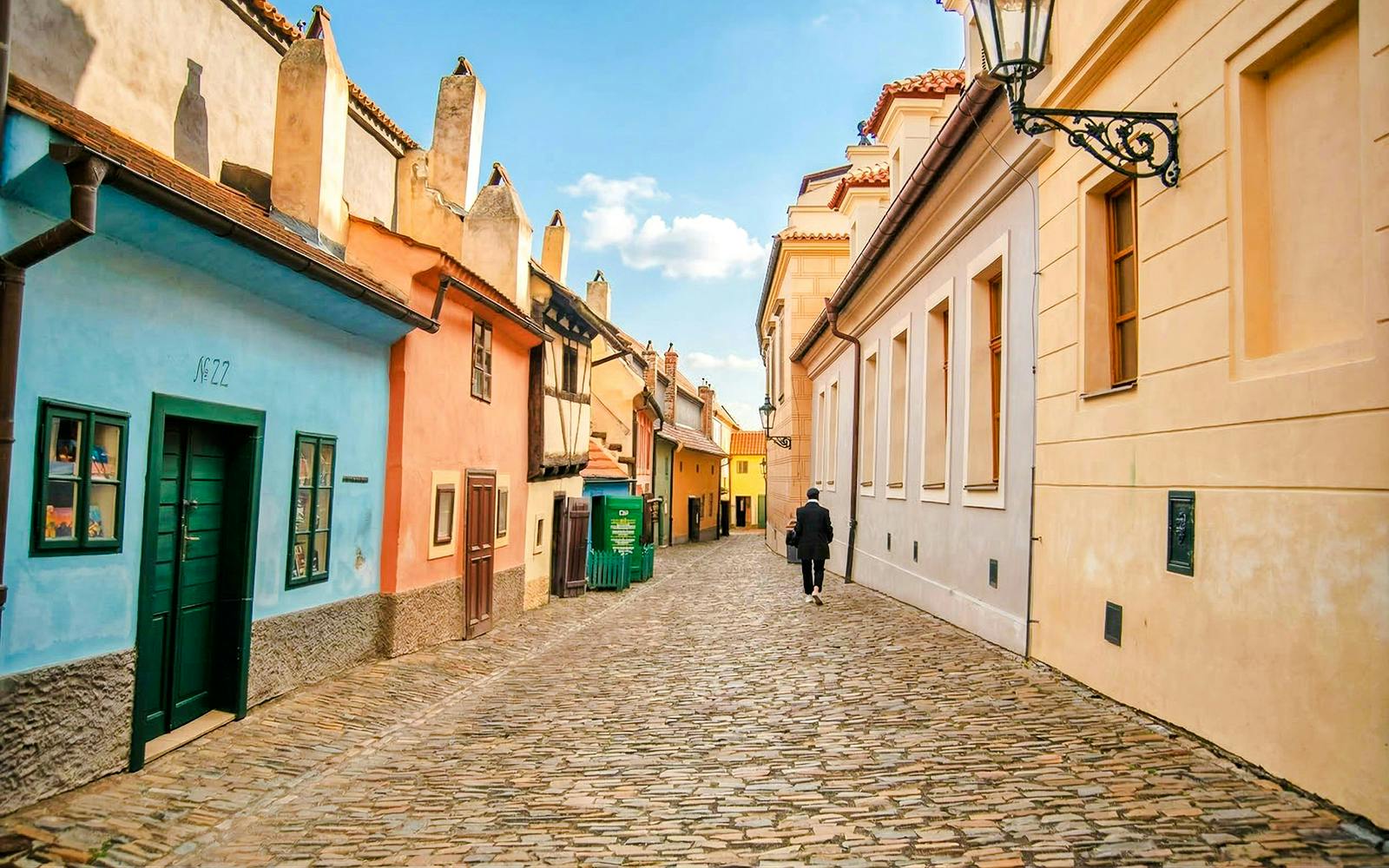Golden Lane with colorful historic houses in Prague Castle, Czech Republic.