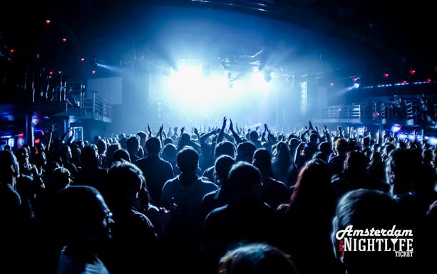 Crowd enjoying a vibrant nightlife event in Amsterdam.