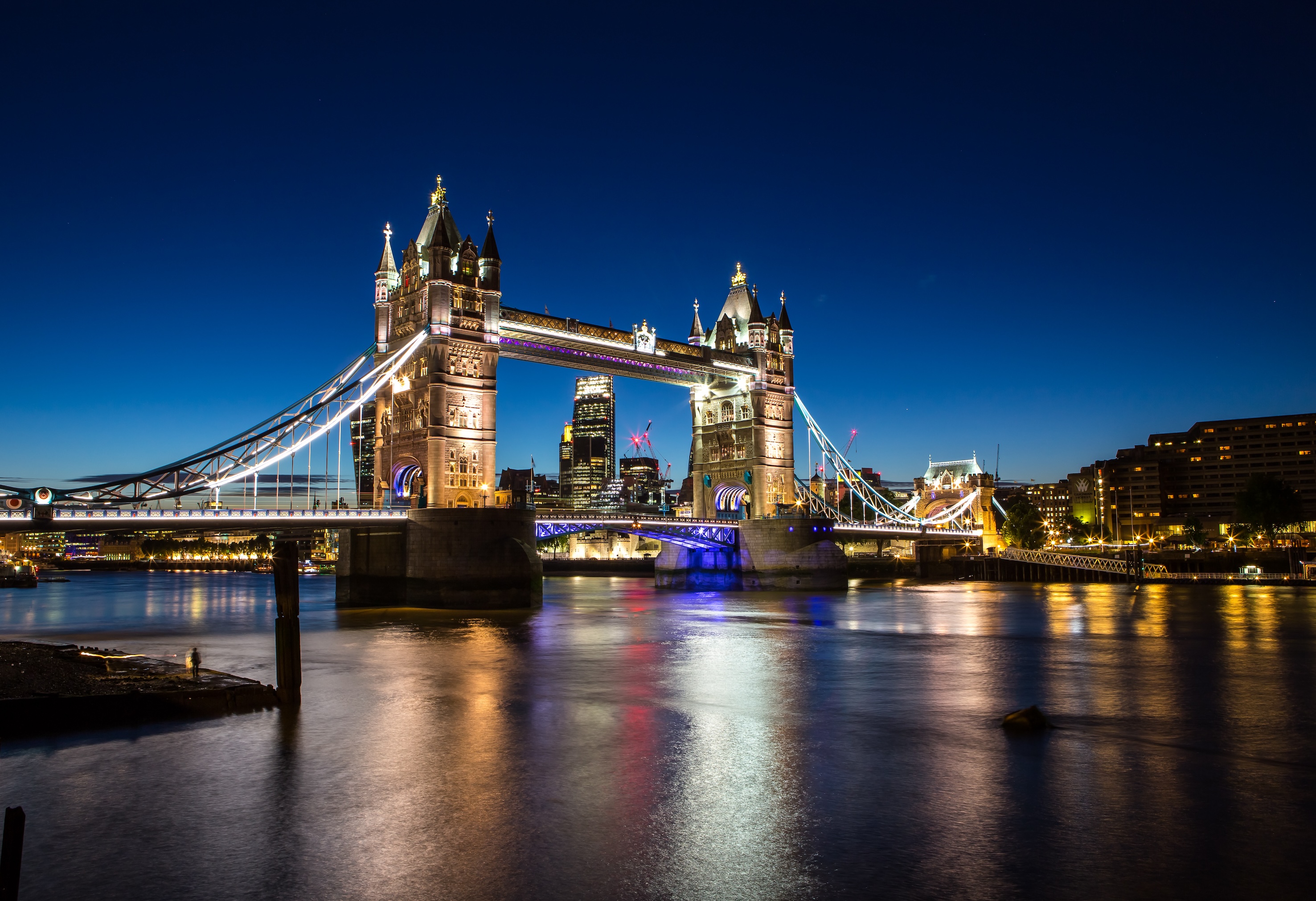 Tower Bridge in London at night
