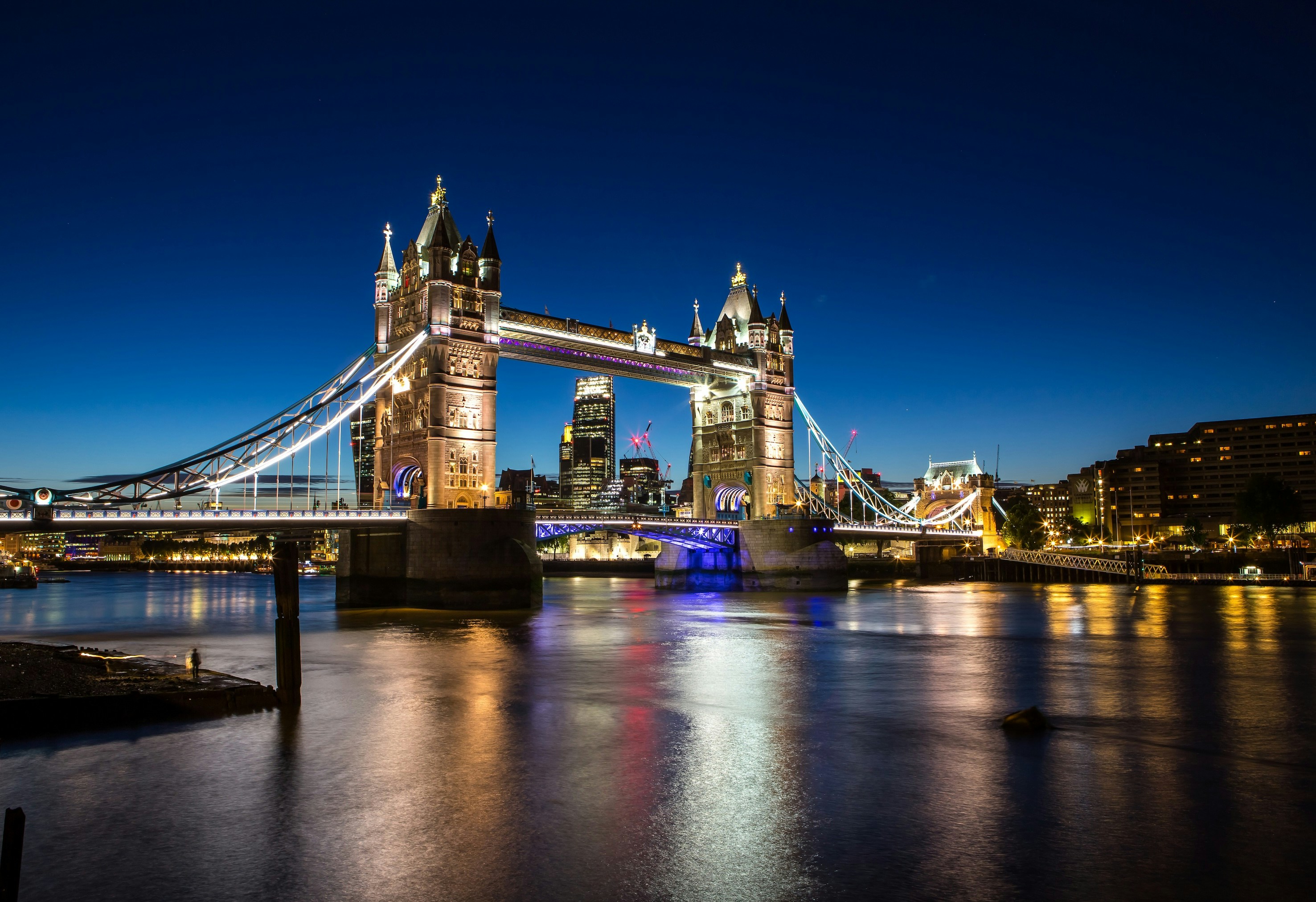 Tower Bridge in London at night