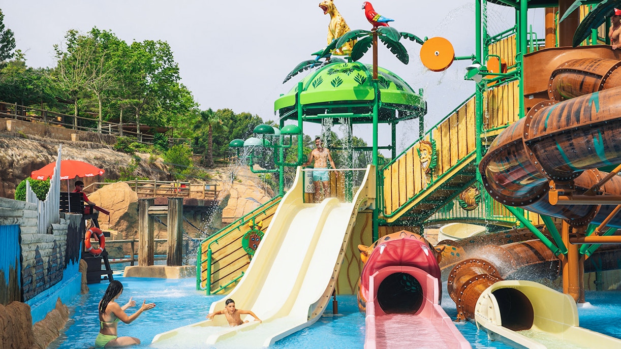 Water slides and play area at Adventureland, Aqualandia Benidorm.