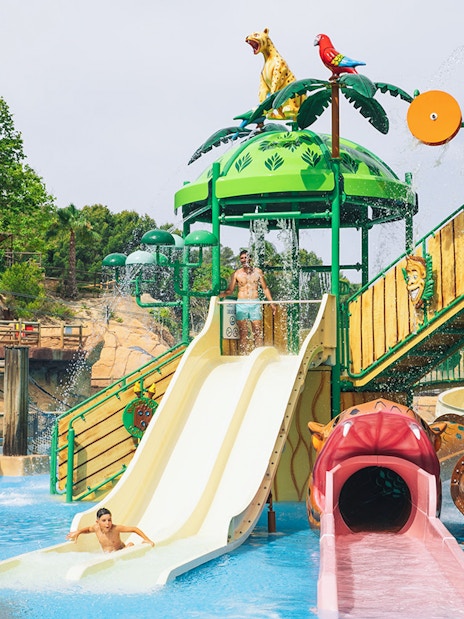 Water slides and play area at Adventureland, Aqualandia Benidorm.