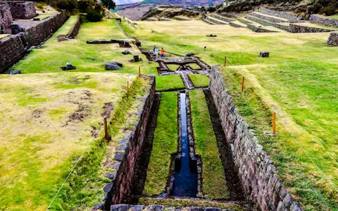 Ancient irrigation channels at Tipón archaeological site, Cusco South Valley Tour.