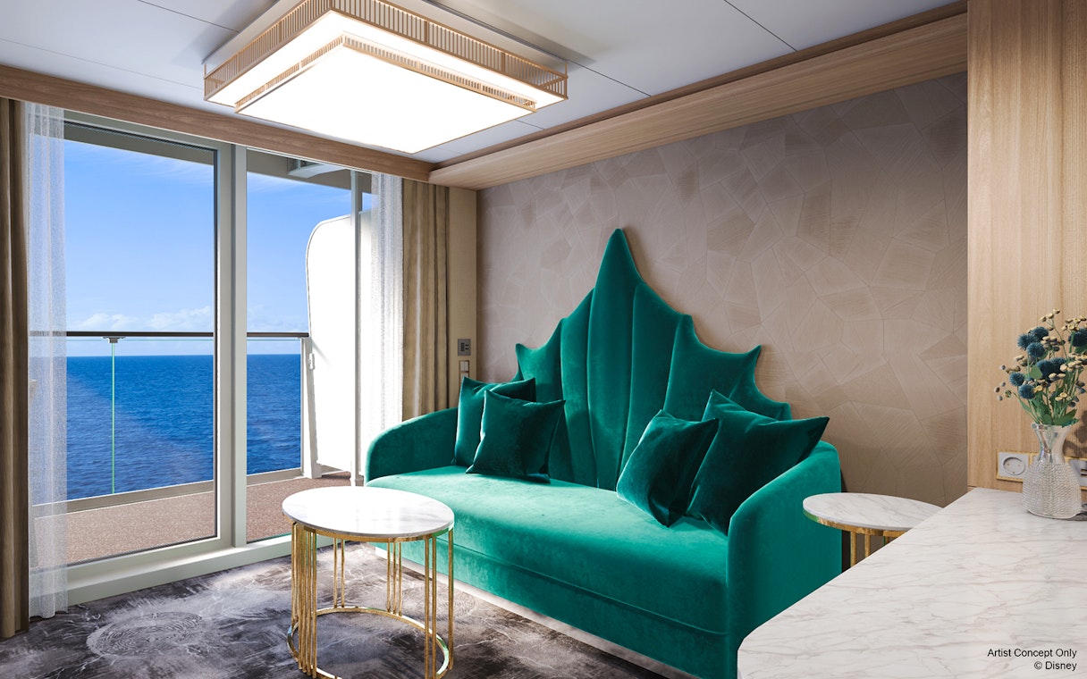 Concierge Family Stateroom with oceanview verandah on Disney Adventure Cruise.