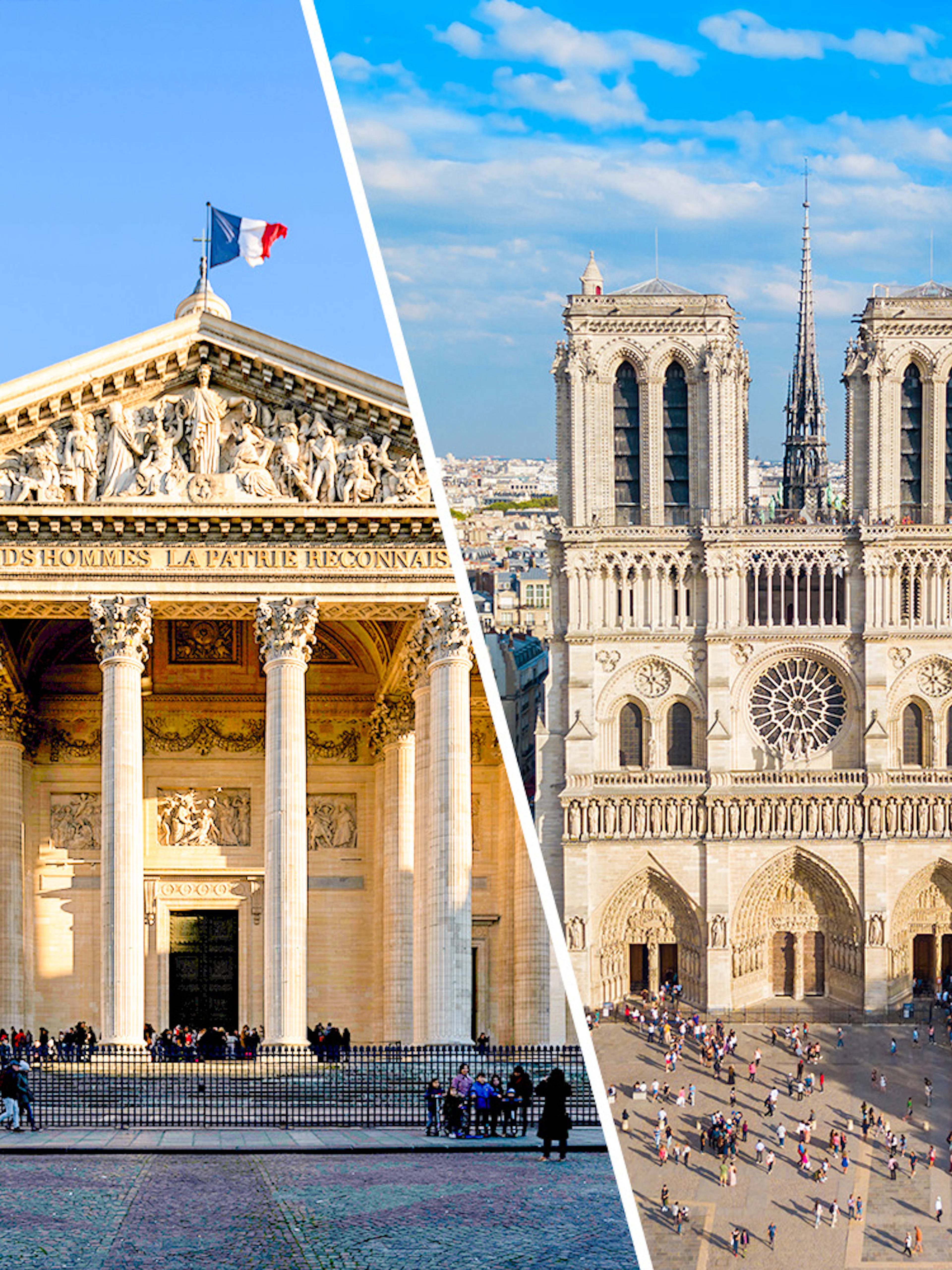 Pantheon and Notre Dame Cathedral in Paris, part of a guided tour with Sainte-Chapelle.