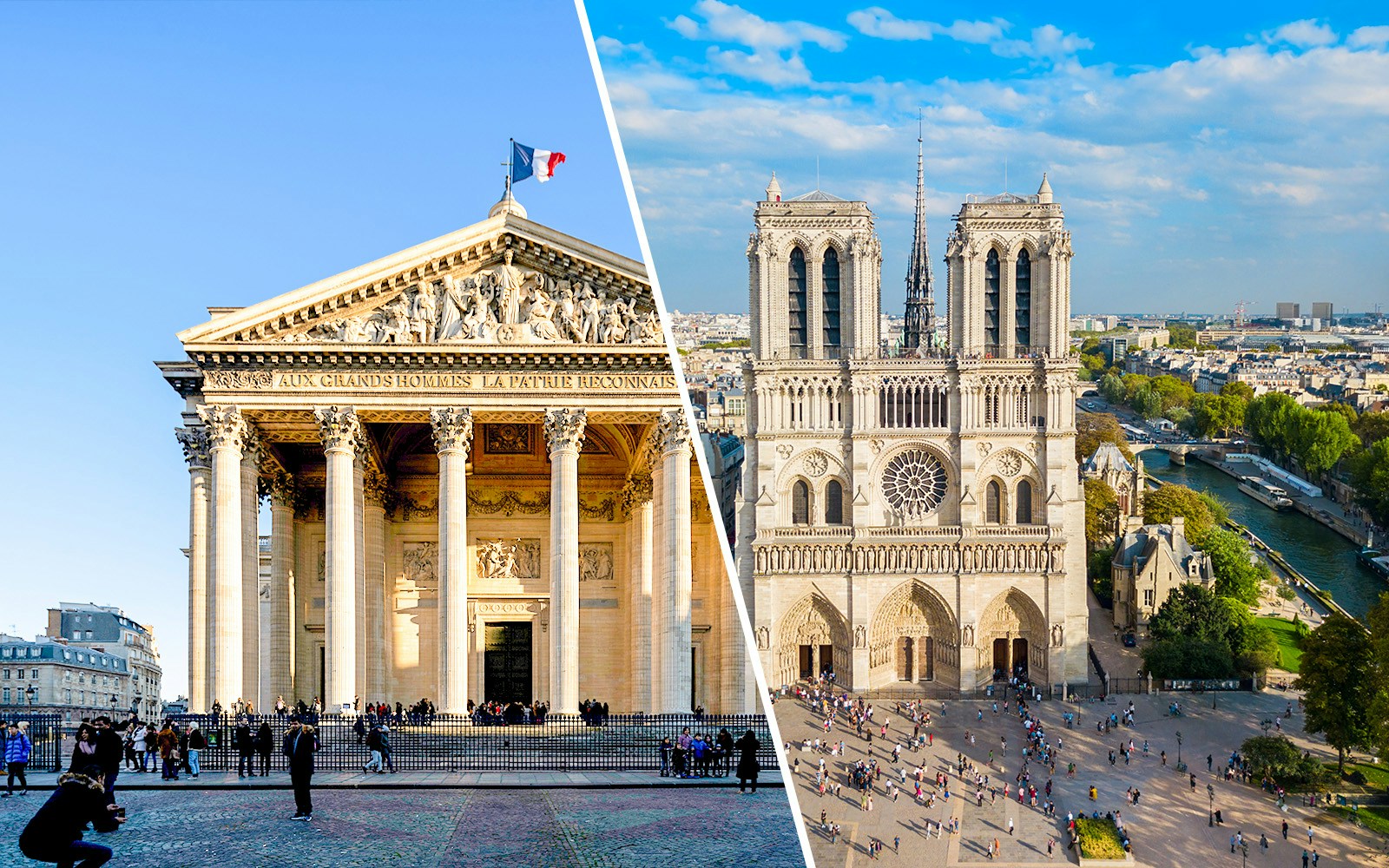 Pantheon and Notre Dame Cathedral in Paris, part of a guided tour with Sainte-Chapelle.
