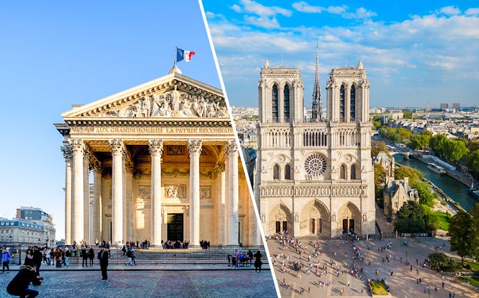 Pantheon and Notre Dame Cathedral in Paris, part of a guided tour with Sainte-Chapelle.
