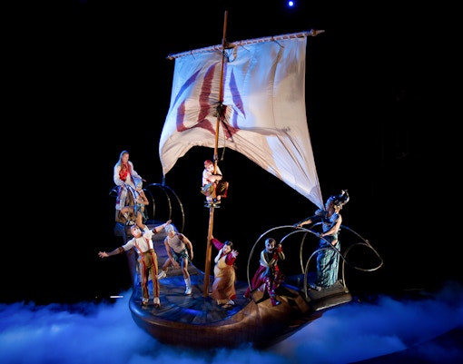 Performers on a boat in a Cirque du Soleil show in Las Vegas.