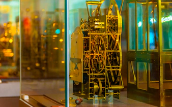 Antique clock mechanism at Royal Observatory Greenwich.