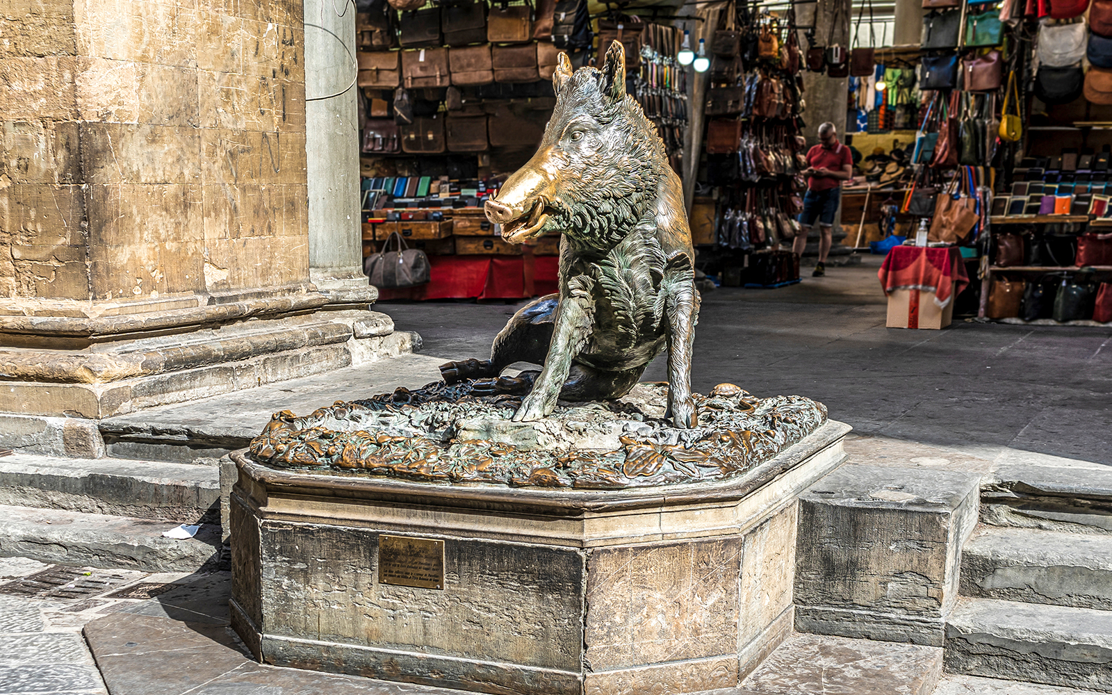 Bronze boar statue at Mercato Nuovo in Florence, Italy, part of Florence & Pisa from Milan tour.