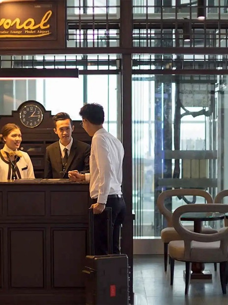 VIP check-in service at Donmuang Airport lounge counter.