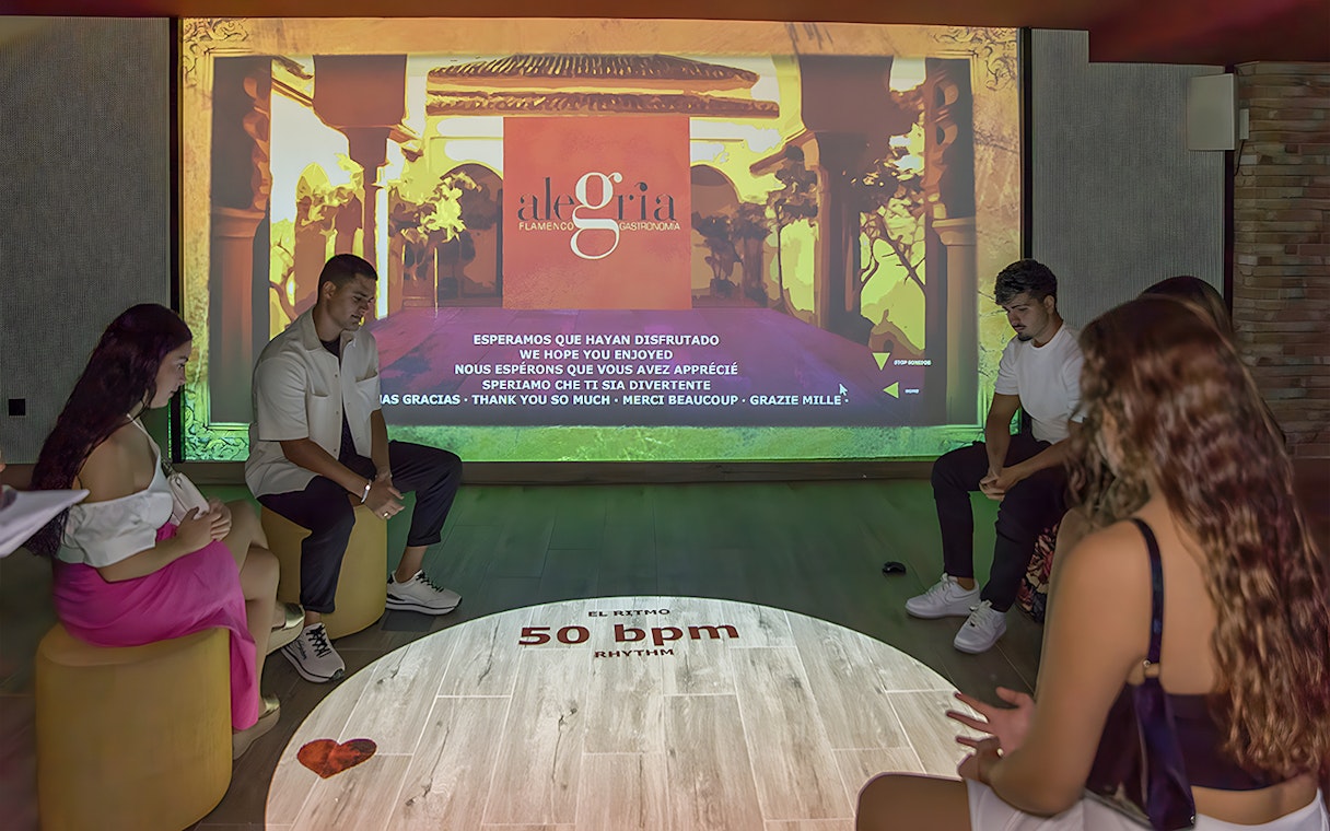 Group learning Flamenco basics in a cultural workshop setting.