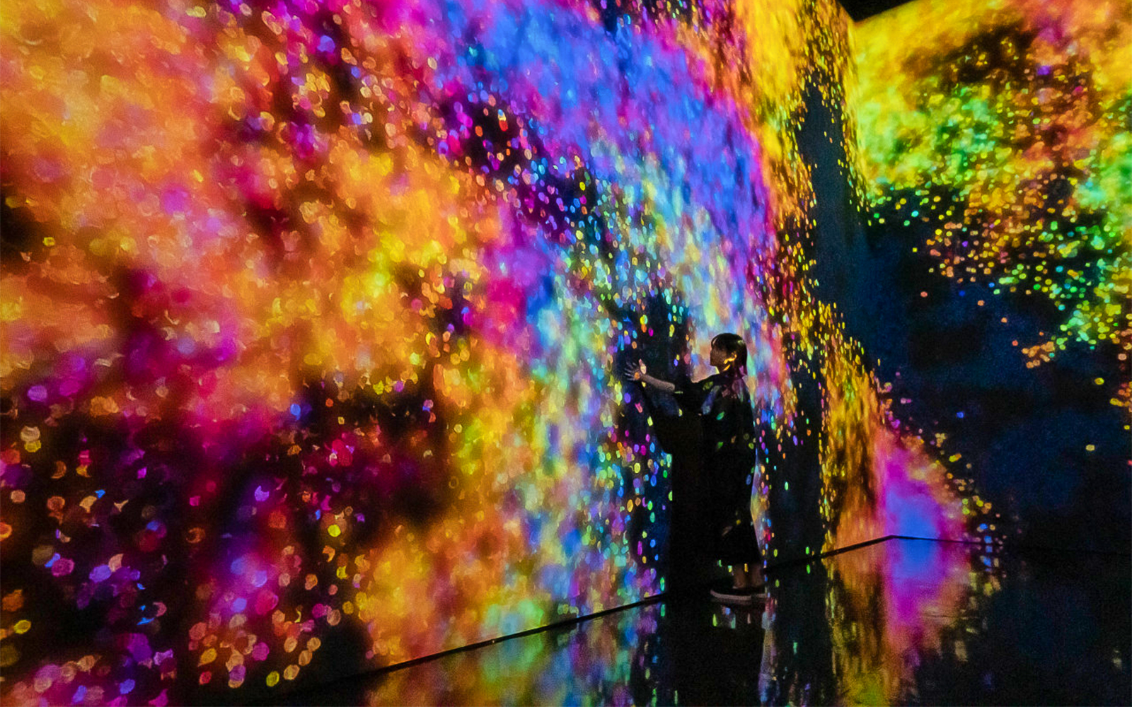 Interactive digital art installation at teamLab SuperNature Macau.