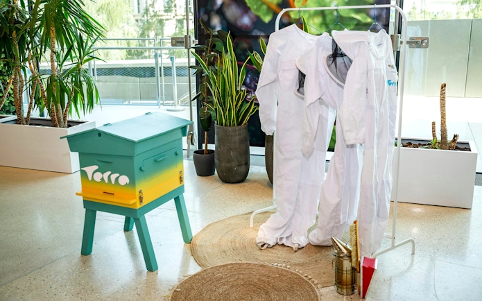 Beekeeping suits and hive equipment at A Taste of the Hive, Expo City Dubai.