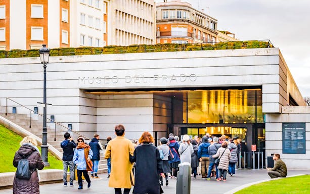 Visitors entering Museo Nacional del Prado in Madrid.