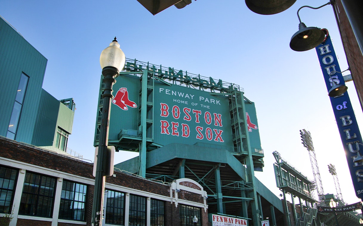 Fenway Park entrance with Boston Red Sox signage, Boston.