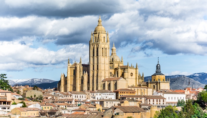 Segovia Cathedral with intricate Gothic architecture in Segovia, Spain.