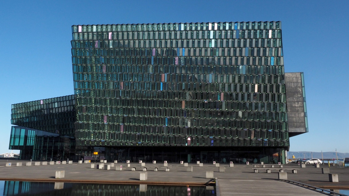 Exterior view of the Harpa Concert Hall in Reykjavik