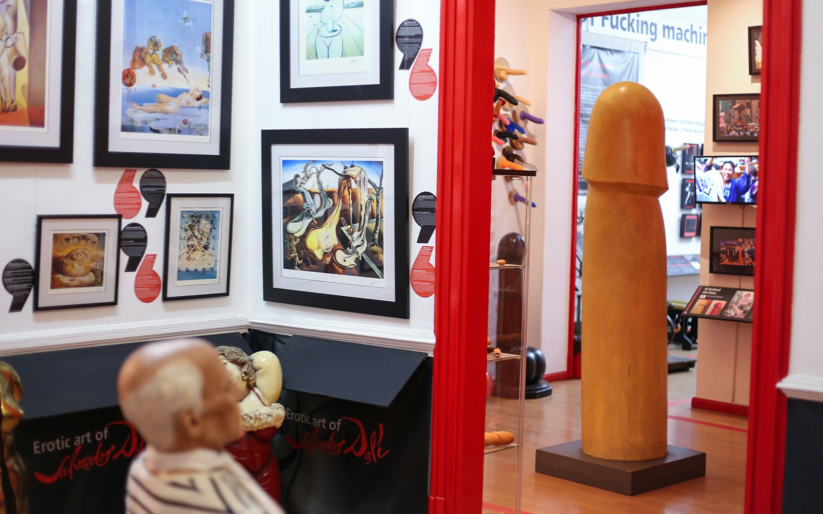 Erotic Museum Barcelona exhibit featuring erotic art and sculptures.