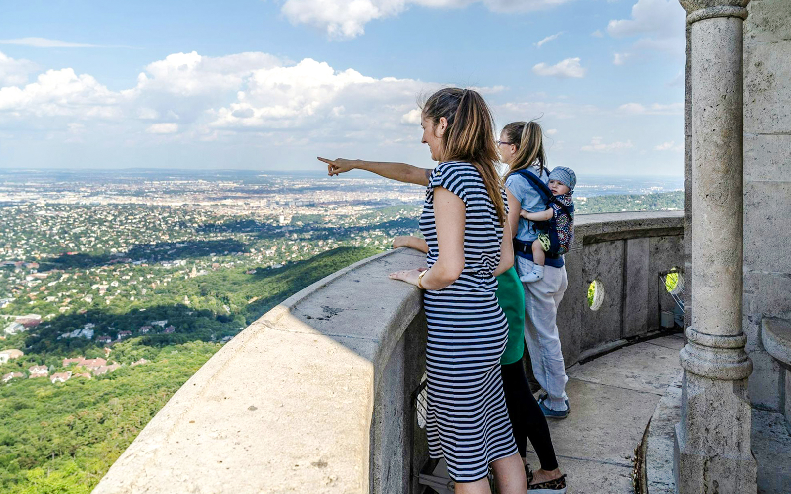 Guests admiring Budapest from Janos Hill Lookout Tower.