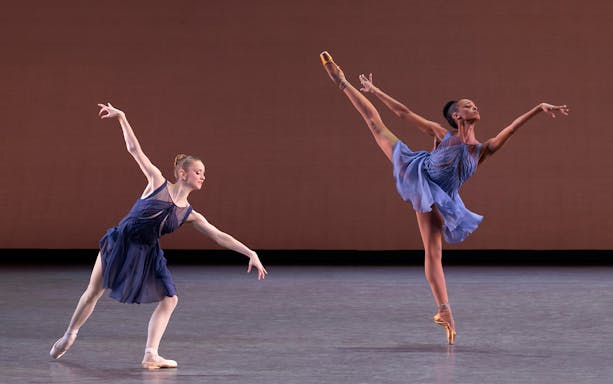 Ballet dancers performing on stage at New York City Ballet.