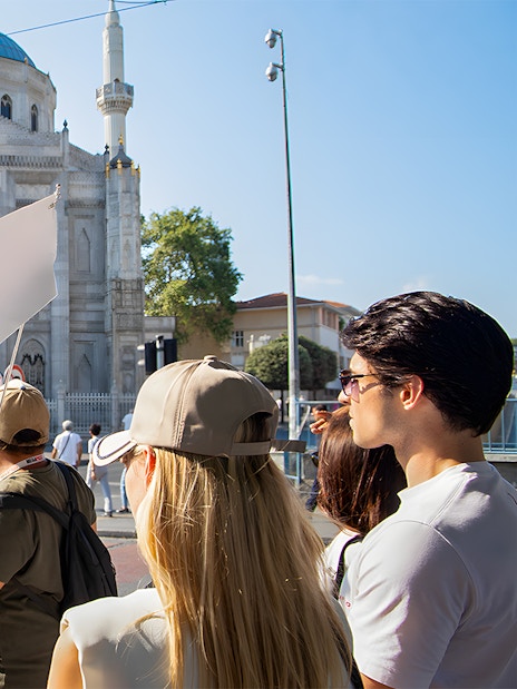 Tour group viewing a mosque in Istanbul's Old City near Topkapi Palace.