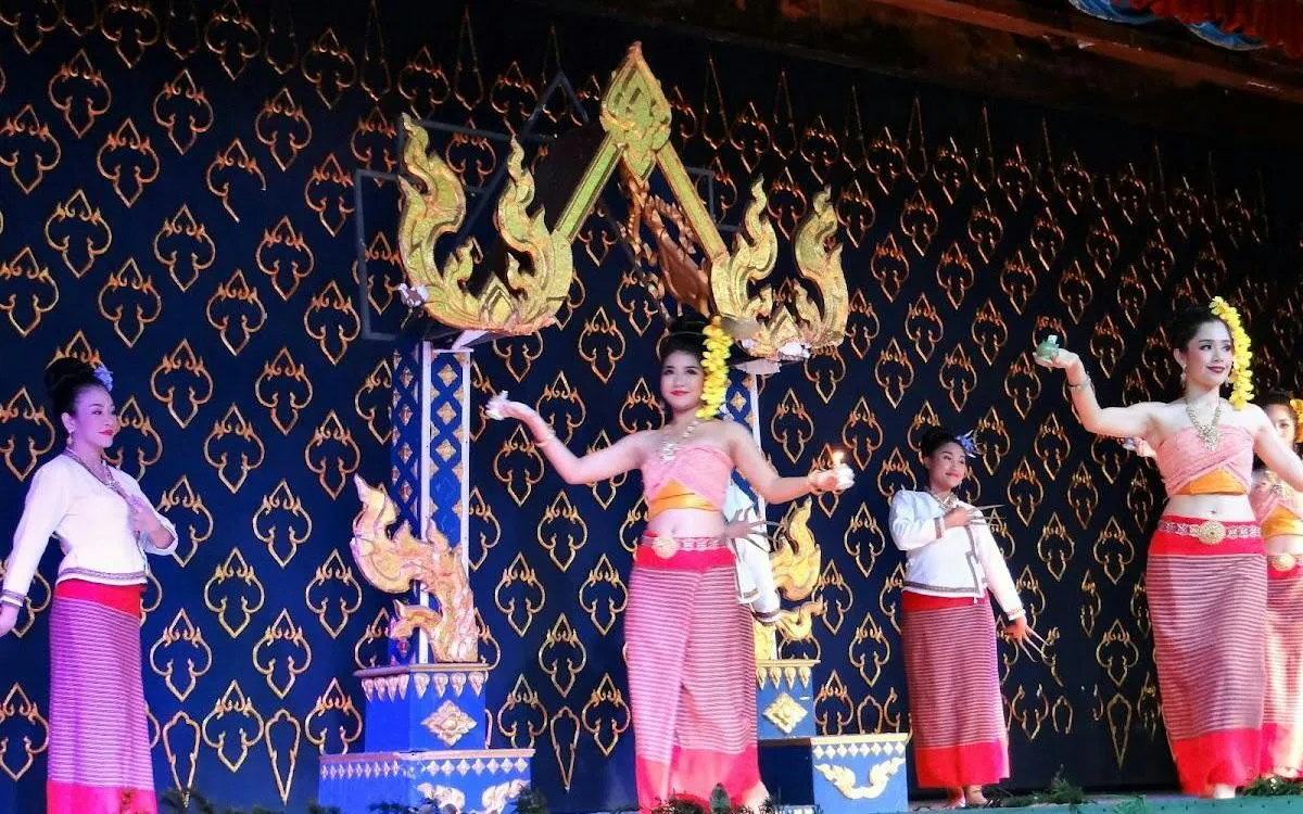 Traditional Thai dancers performing at Nopparat Thai Set Dinner, Bangkok.