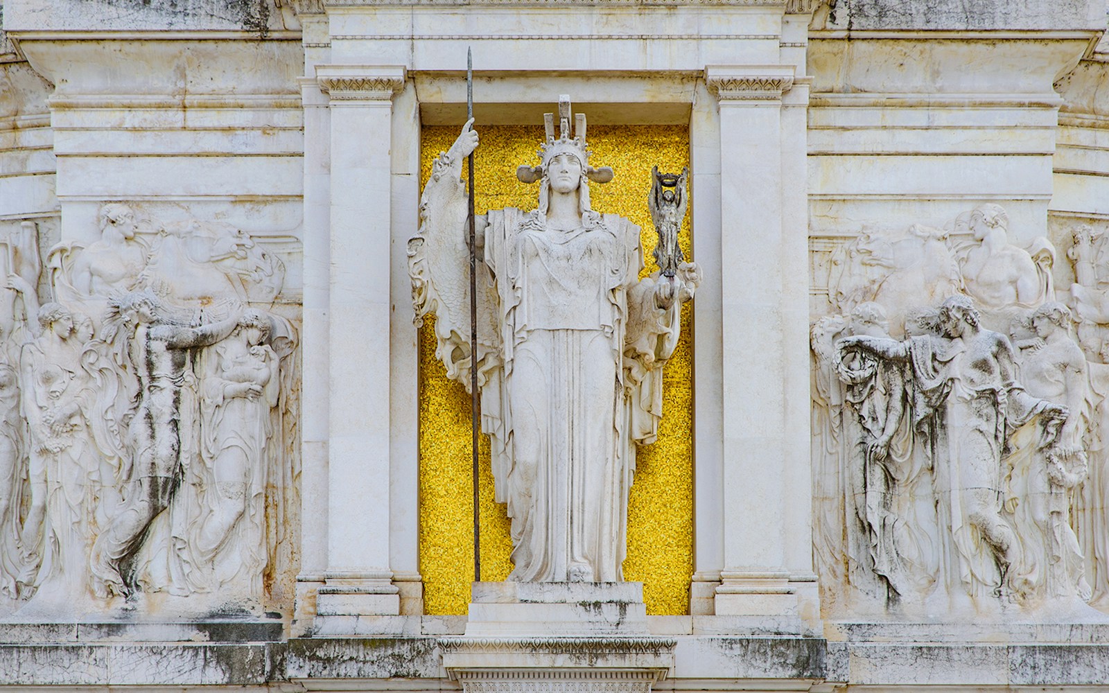 Goddess Roma statue at Victor Emmanuel II Monument, Rome, Italy.