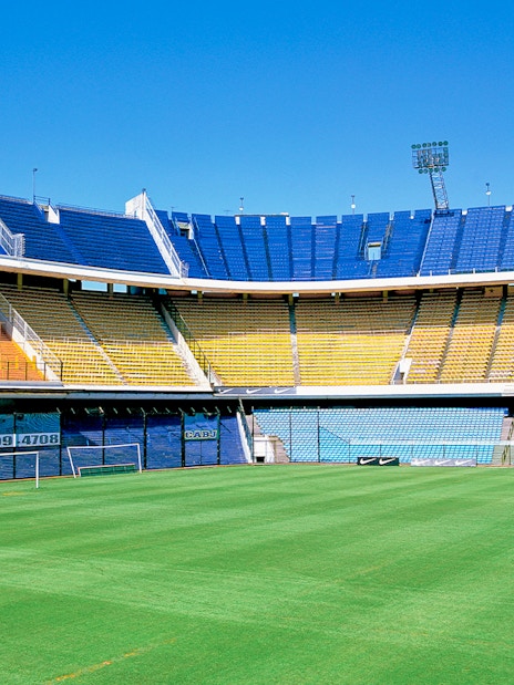 Boca Juniors Stadium empty stands and field in Buenos Aires.