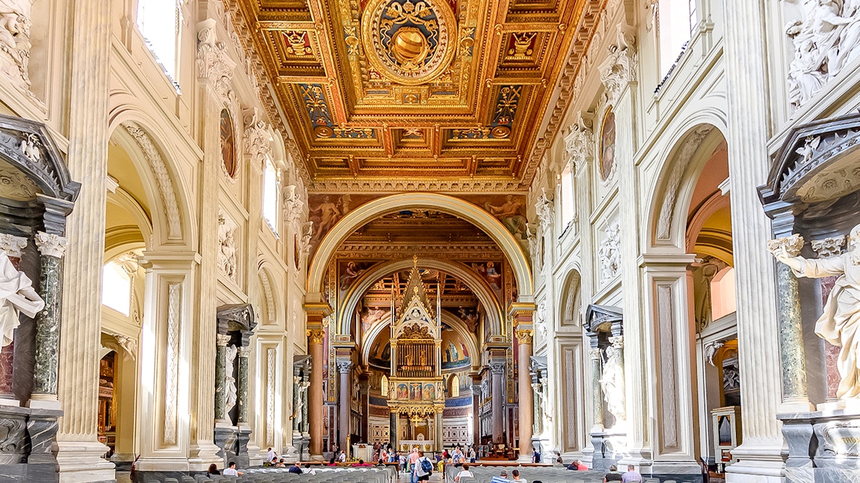 Visitors inside the Archbasilica of St. John Lateran