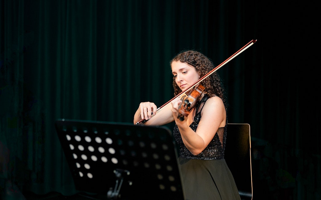Violinist performing at Mozart & Beethoven Concert, Haus der Musik.