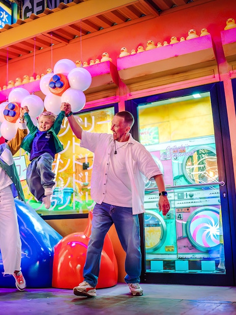 Visitors enjoying interactive digital displays at House of Hype.