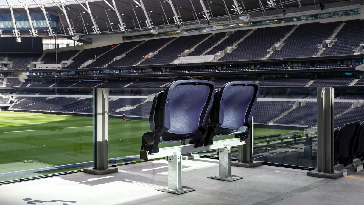 Accessible seating overlooking the pitch at Tottenham Hotspur Stadium.