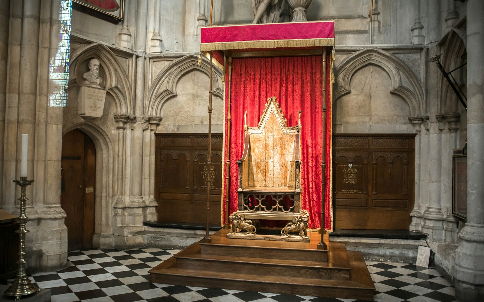 Coronation Chair in Westminster Abbey, London, part of the Westminster to Greenwich cruise tour.