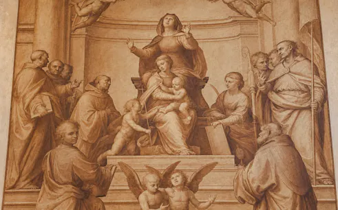 Renaissance fresco depicting religious figures in San Marco, Florence.