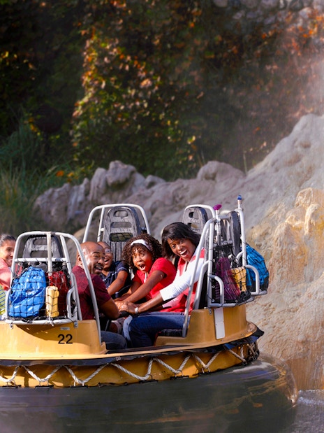Rafting adventure on Grizzly River Run at Disneyland Adventure Park, California.
