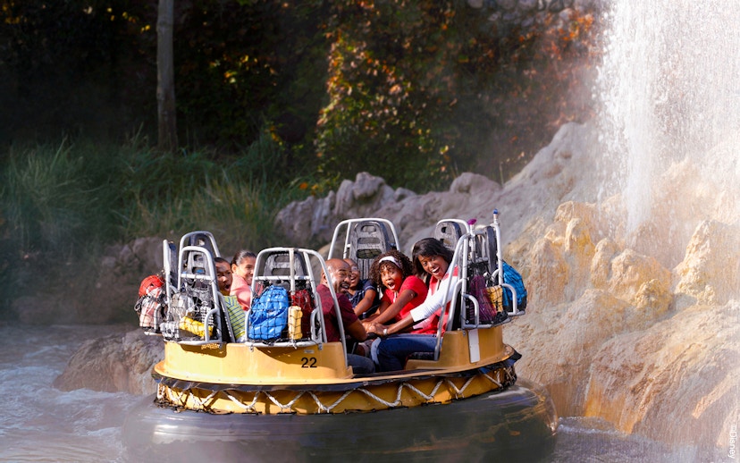 Rafting adventure on Grizzly River Run at Disneyland Adventure Park, California.