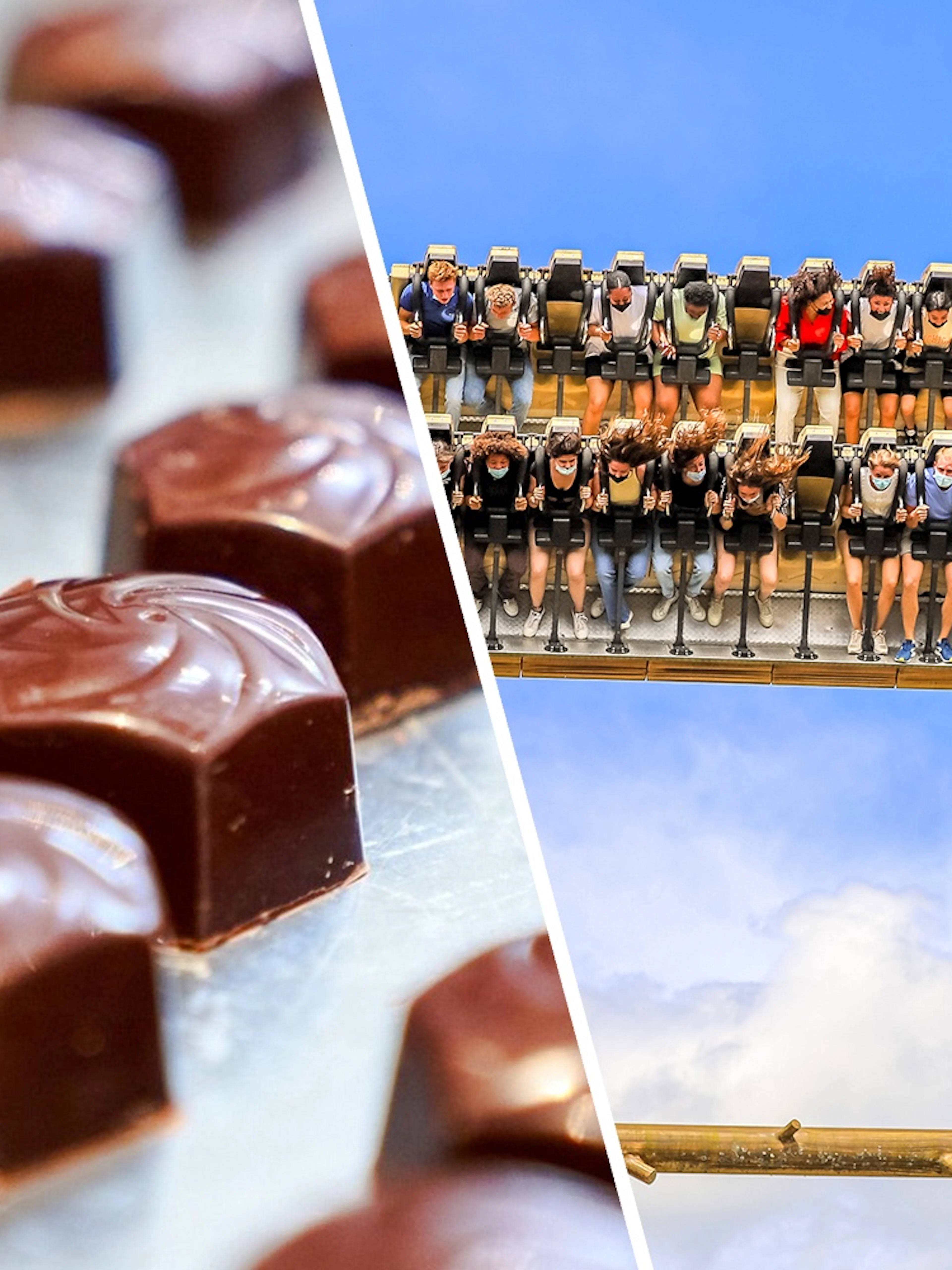 Chocolates at Choco-Story Brussels Museum and roller coaster ride at Walibi Belgium.