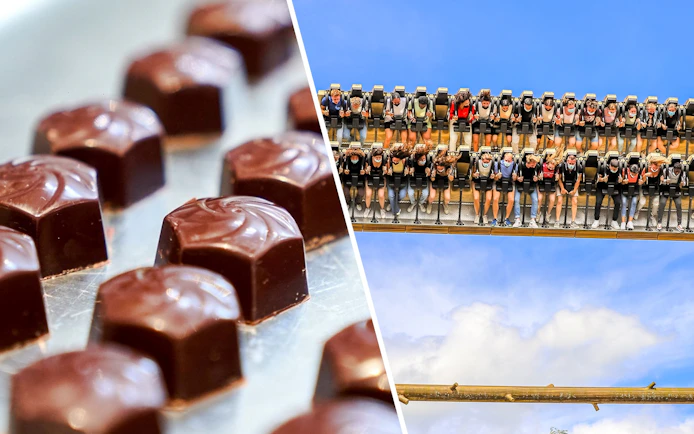 Chocolates at Choco-Story Brussels Museum and roller coaster ride at Walibi Belgium.