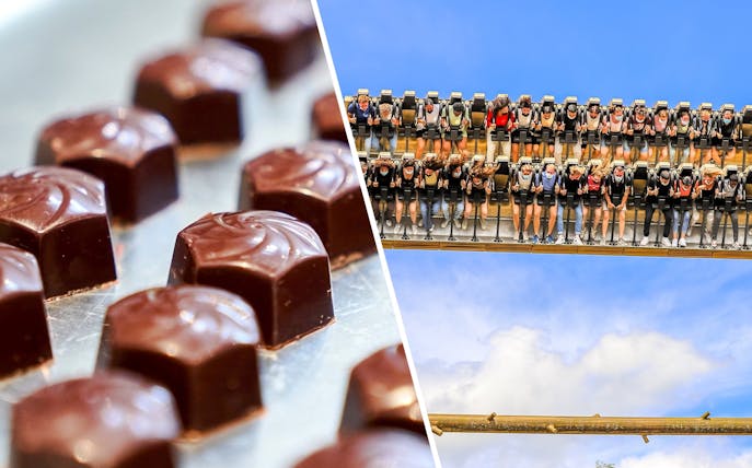 Chocolates at Choco-Story Brussels Museum and roller coaster ride at Walibi Belgium.
