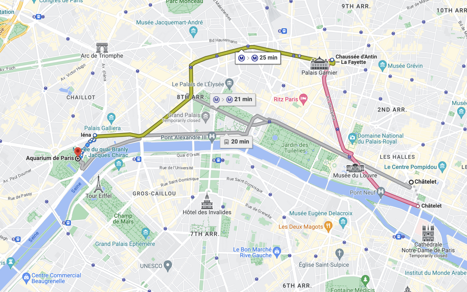 Getting to Aquarium de Paris via Metro Map