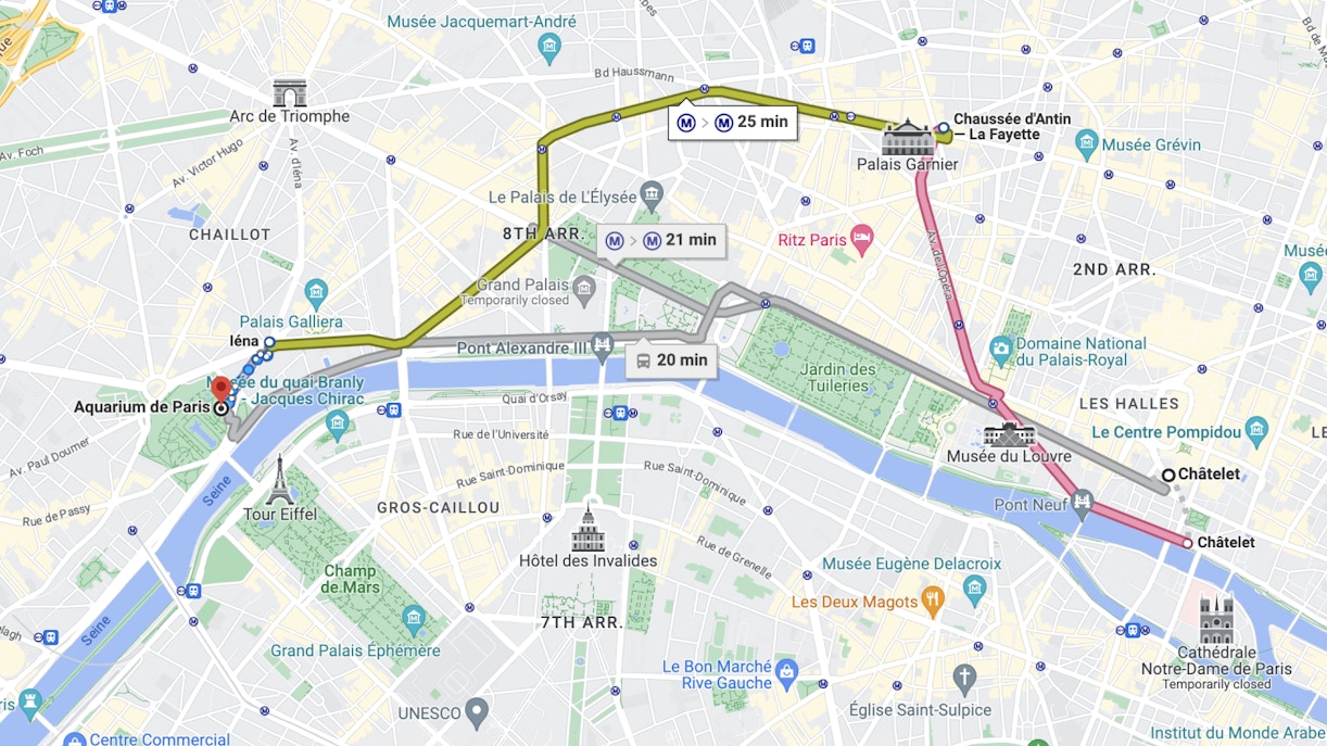 Getting to Aquarium de Paris via Metro Map