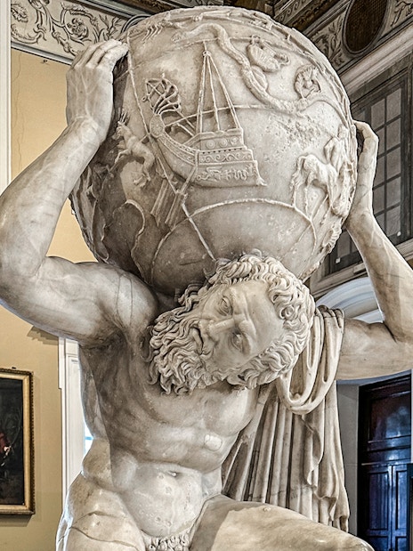 Farnese Atlas sculpture at Naples National Archaeological Museum.