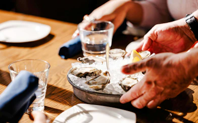 Oysters on ice served at Seattle Center food tour.