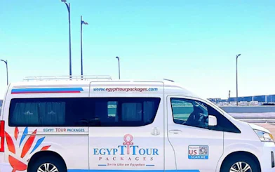 Private transfer van for Luxor to El Quseir hotel route with travel permits.